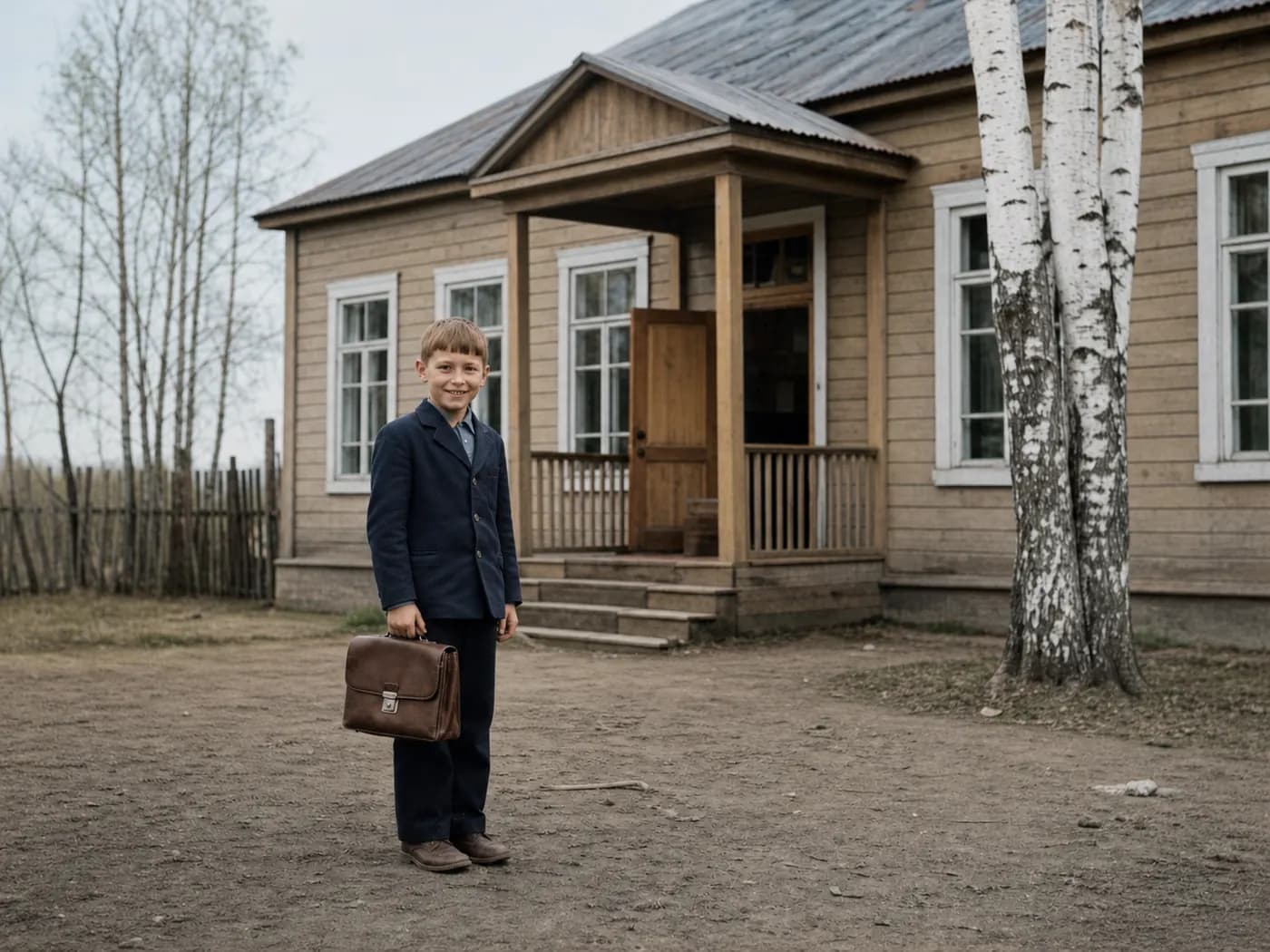 Восстановленная и аккуратно колоризованная фотография школьника